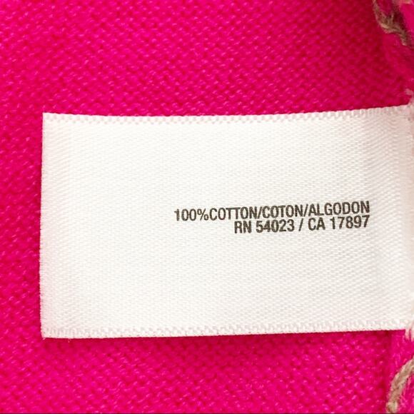 Old Navy Cardigan Sweater Fuchsia Tan Geo Print Crew Neck Button Front Small NEW - Picture 11 of 16